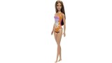Papusa Barbie Beach Light Brown Hair Doll Wearing Tropical Pink And Orange Swimsuit (hpv21)