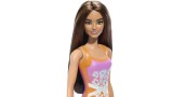 Papusa Barbie Beach Light Brown Hair Doll Wearing Tropical Pink And Orange Swimsuit (hpv21)