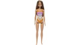 Papusa Barbie Beach Light Brown Hair Doll Wearing Tropical Pink And Orange Swimsuit (hpv21)