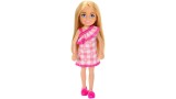 Papusa Barbie Chelsea With Checked Dress Blonde Hair Doll (hxm95)