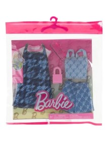 Barbie Fashion 2-pack Blue Denim Dress, Top, And Shorts, Pink Sunglasses And Purse (hrh45) 