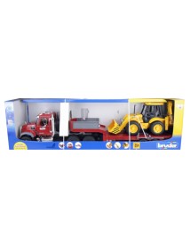 Bruder Brother Mack Granite Truck With Low-loader And Jcb 4cx Backhoe Loader (02813) 