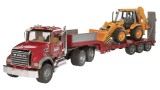  Bruder Brother Mack Granite Truck With Low-loader And Jcb 4cx Backhoe Loader (02813)