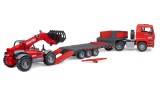 Bruder Man Tga Truck With Low Loader Trailer & Manitou Telehandler (02774)
