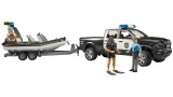 Bruder Ram 2500 Police Pickup With L+s Module, Trailer And Boat (02507)