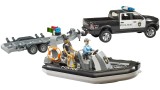 Bruder Ram 2500 Police Pickup With L+s Module, Trailer And Boat (02507)