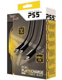 Cablu Dublu Steelplay De Incarcare Pentru Controllere Negru 