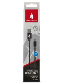 Cablu Usb Dublu Spartan Gear Tip C 2m Negru 