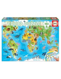 Educa 150 Pcs World Map Animals Puzzle (018115) 