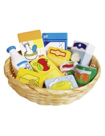 Goki Toy Shop Miniatures In A Basket, Food And Household Goods 