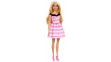 Papusa Barbie 65th Anniversary Blonde Doll With Pink Striped Dress (hth66)
