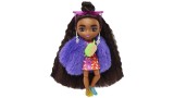 Papusa Barbie Extra Minis Dark Skin Wearing Faux Fur Coat Purple (hgp63)