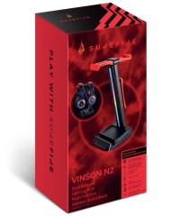 Surefire Vinson N2 Dual Gaming Rgb Mf Headset Stand Black