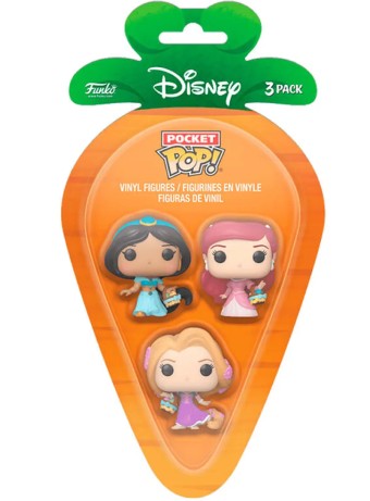 Figurina Joc 3 Pack Carrot Pocket Pop Princess Jasmine Rapunzel Ariel
