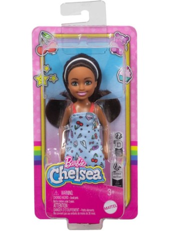 Papusa Barbie Chelsea With Blue Dress Headband Brown Hair Mini Doll (hxm97)