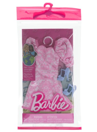 Papusa Barbie Fashion Pack Pink Dress With Blue High Heels (hrh40)