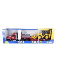Bruder Brother Mack Granite Truck With Low-loader And Jcb 4cx Backhoe Loader (02813)
