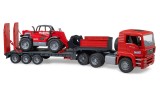  Bruder Man Tga Truck With Low Loader Trailer & Manitou Telehandler (02774)