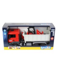 Bruder Man Tgs Truck With Roll-off Container & Schaffer Yard Loader (03767)
