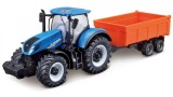  Burago Tractor W/tipping Trailer N.h T7.615 10cm Blue (141511)