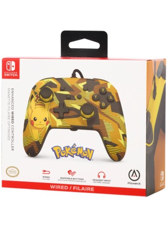  Controller Powera Enhanced Wired Camo Storm Pikachu pentru NSW