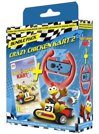 Joc Crazy Chicken Kart 2 Steering Wheel Bundle pentru Nintendo Switch