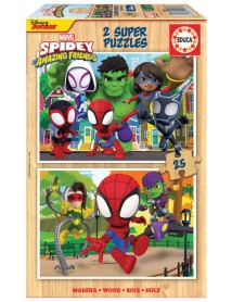 Educa 2x25 Spidey & His Amazing Friends Wood Puzzles (80-19289) 