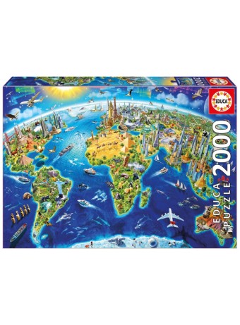  Educa Puzzle 2000 World Landmarks Globus (017129)