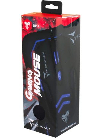  Kit Techmade Mouse Usb + Mousepad Gaming Black Blue pentru PC