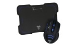  Kit Techmade Mouse Usb + Mousepad Gaming Black Blue pentru PC