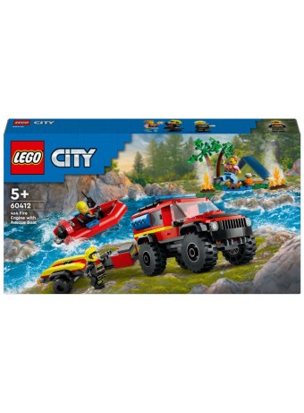 Joc Lego City 4x4 Fire Truck With Rescue Boat (60412)