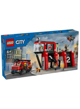 Joc Lego City Fire Station With Fire Truck (60414)