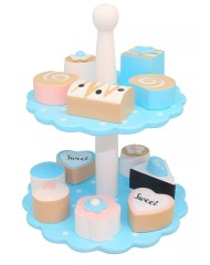 Magni Wooden Cake Stand Blue W/12 Cakes (1571b)
