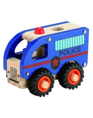 Magni Wooden Police Bus With Rubber Wheels (3896)