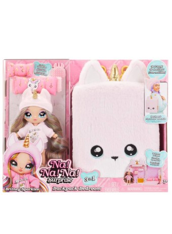 Papusa Mga Na! Na! Na! Surprise 3in1 Backpack Bedroom Britney Sparkles Unicorn (592358euc)