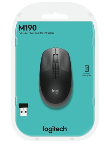  Mouse Logitech M190 Full Size Wireless Black pentru PC