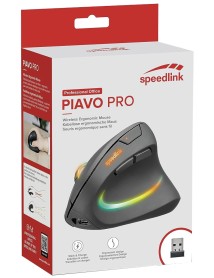 Mouse Speedlink Piavi Pro Illuminated Rechargeable Vertical Ergonomic Wireless Rubber Black 