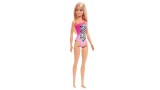 Papusa Barbie Beach Blond With Tropical Checkers Pink Swimsuit (hdc50)