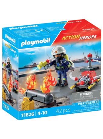  Playmobil Firefighter With Water Pump (71826)