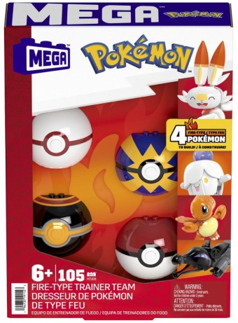Figurina Joc Pokemon Fire Type Trainer Team Mega Construction Set Htj06