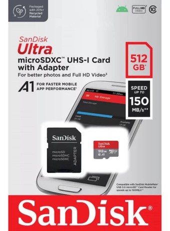  Sandisk Microsdxc Ultra 512gb 150mb S Uhs I Adap S pentru PC