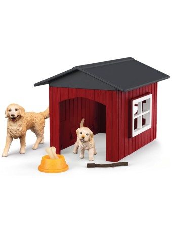 Animalut Schleich Dog Kennel With 2 Golden Retrievers (42722)