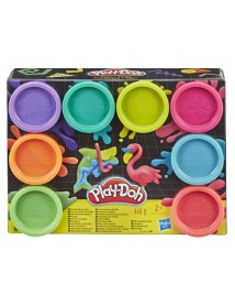 Set Plastilina Play-doh Neon Non Toxic 8 Colours Cans (e5063eu40) 