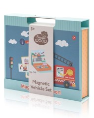 Small Wood Magnetic Vehicle Set W. Carry Box (l20229)