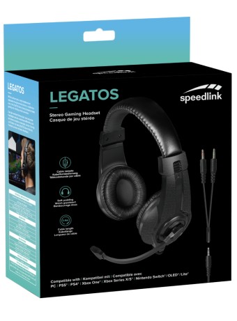  Speedlink Legatos Stereo Headset Black pentru PS5 / PS4 / XBOX SERIES / Xbox One / Nintendo Switch / PC