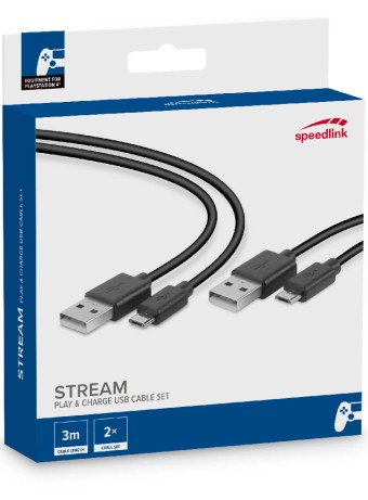  Speedlink Stream Play & Charge Usb Cable Set Black pentru PS4