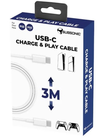 Subsonic Usb C Usb C Charge & Play Cable 3m Slim pentru PS5