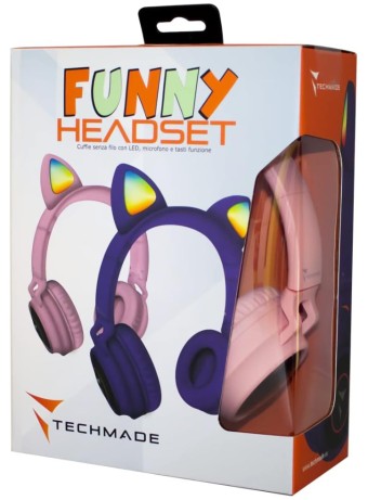  Techmade Headphones Funny Led Bt + Microfon Pink pentru PC