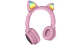  Techmade Headphones Funny Led Bt + Microfon Pink pentru PC