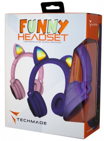  Techmade Headphones Funny Led Bt + Microfon Purple pentru PC